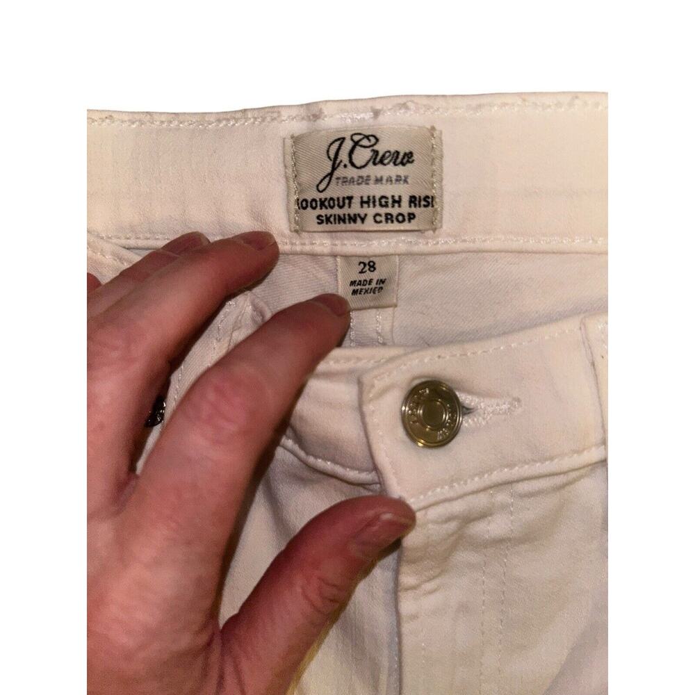 J.CREW jcrew 28 Lookout High Rise Skinny Crop White Destroyed Stretch Denim Jean